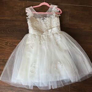 Lace Tulle Flower Girl Dress for Kids white